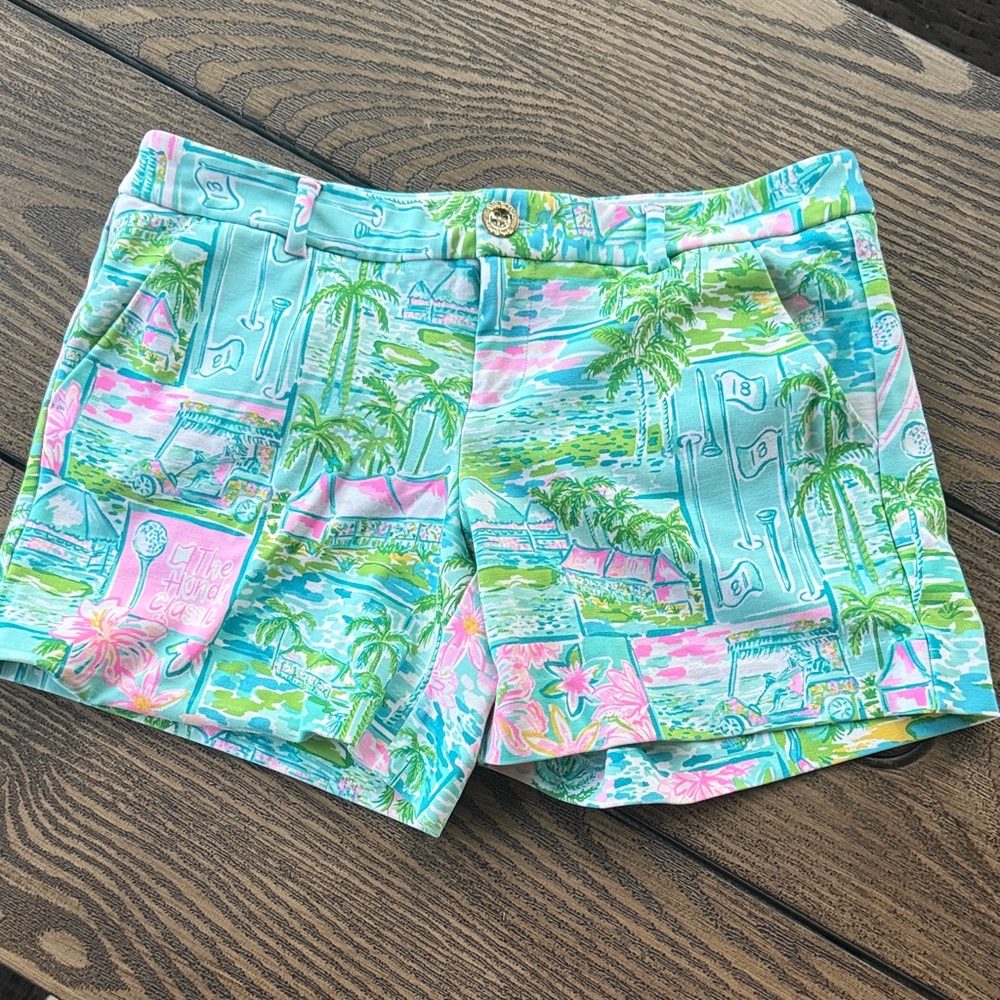 Lilly Pulitzer Tropical Print Shorts in Blue and Pink